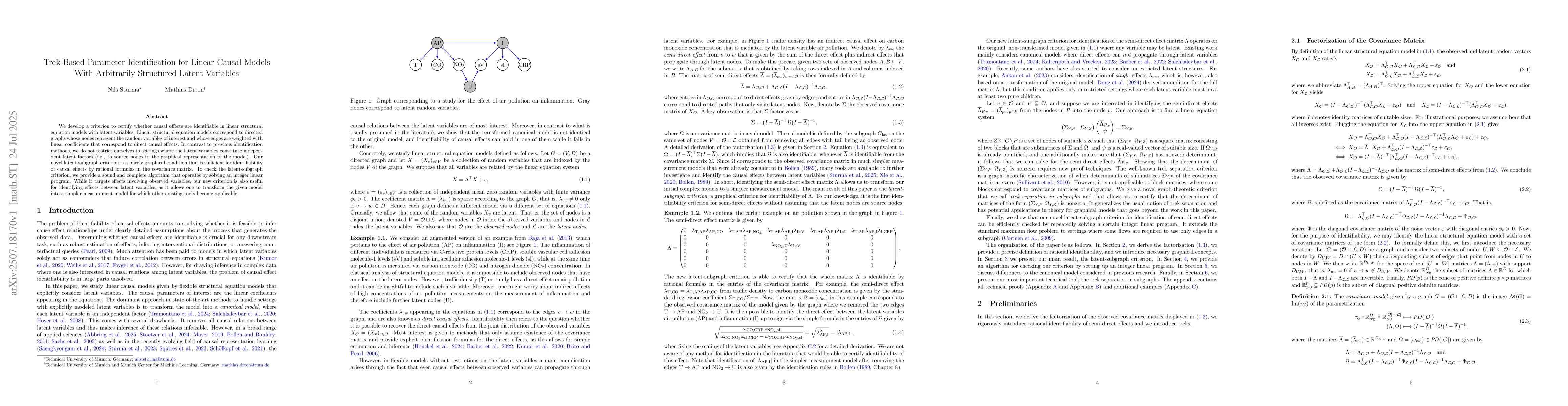 Thumbnail for Trek-Based Parameter Identification for Linear Causal Models With
  Arbitrarily Structured Latent Variables