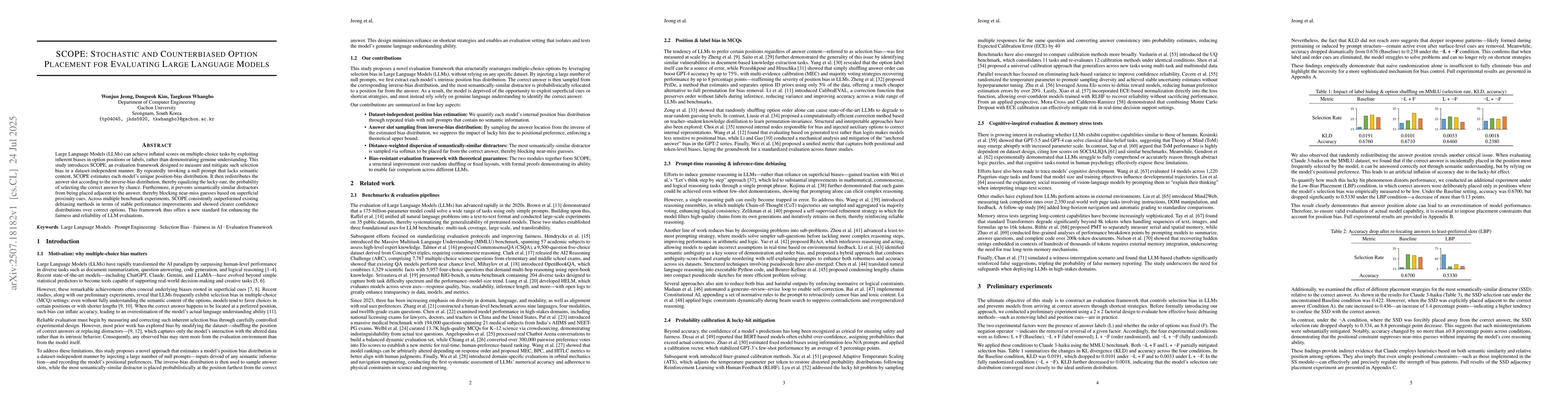 Thumbnail for SCOPE: Stochastic and Counterbiased Option Placement for Evaluating
  Large Language Models