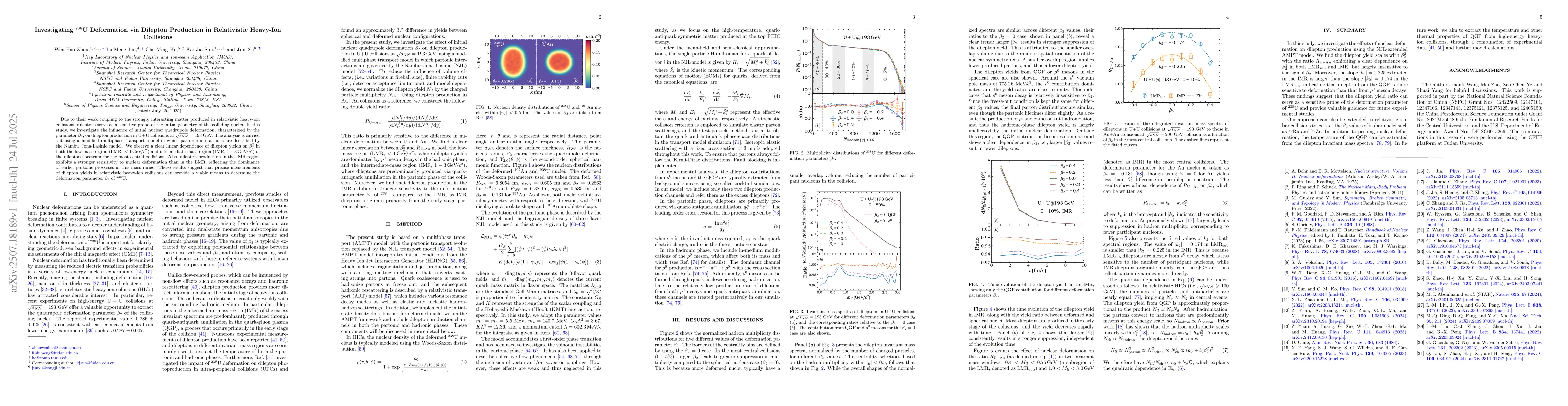 Thumbnail for Investigating $^{238}$U Deformation via Dilepton Production in
  Relativistic Heavy-Ion Collisions