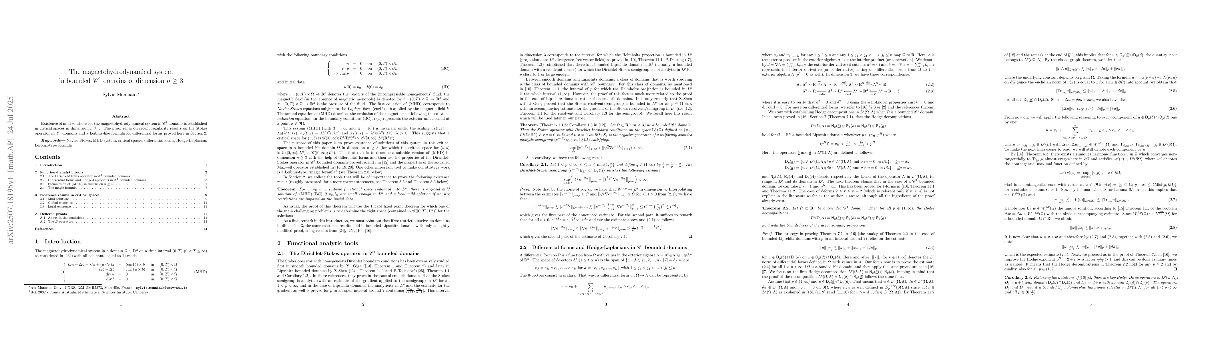 Thumbnail for The magnetohydrodynamical system in bounded $\mathscr{C}^1$ domains of
  dimension $n\ge3$