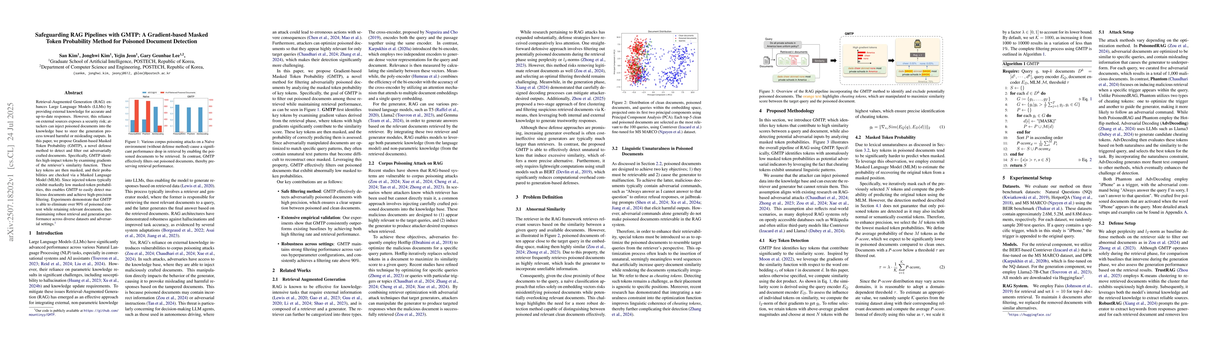 Thumbnail for Safeguarding RAG Pipelines with GMTP: A Gradient-based Masked Token
  Probability Method for Poisoned Document Detection