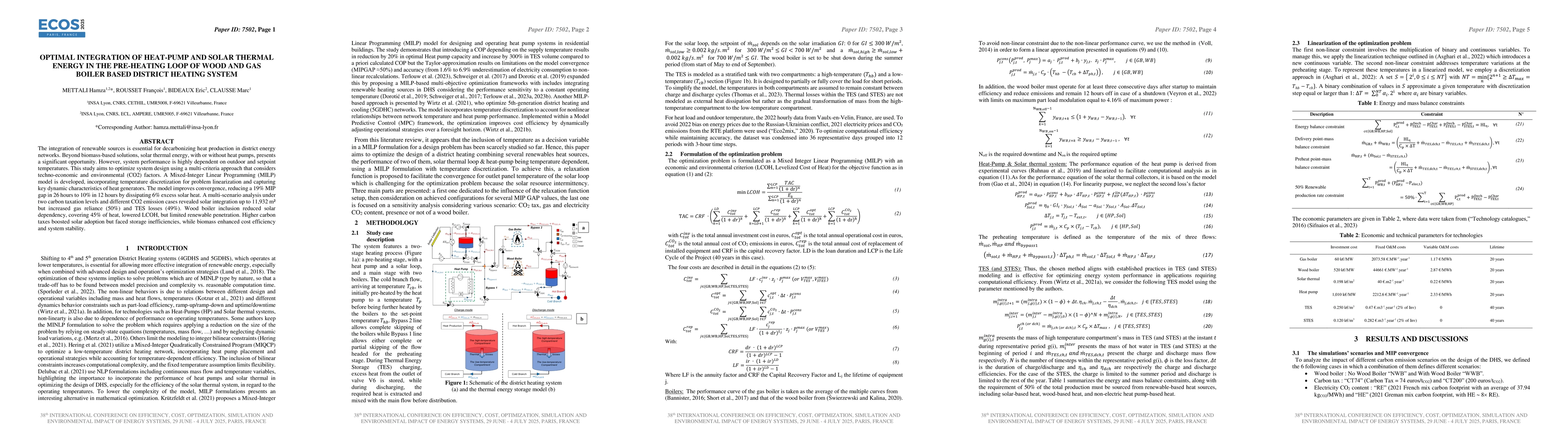 Thumbnail for Optimal Integration Of Heat-Pump And Solar Thermal Energy In The
  Pre-heating Loop Of Wood And Gas Boiler Based District Heating System