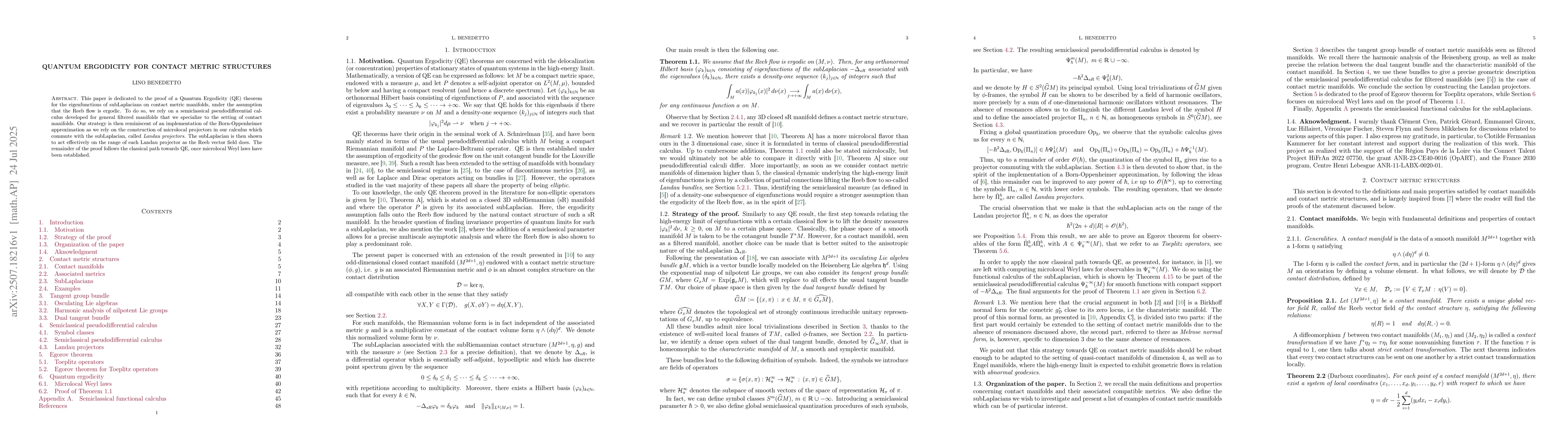 Thumbnail for Quantum ergodicity for contact metric structures