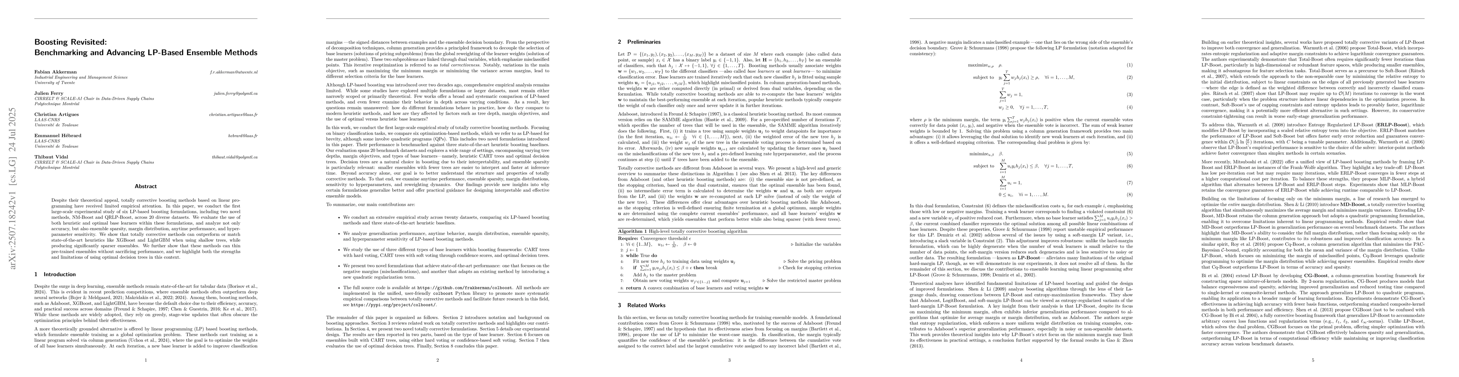 Thumbnail for Boosting Revisited: Benchmarking and Advancing LP-Based Ensemble Methods