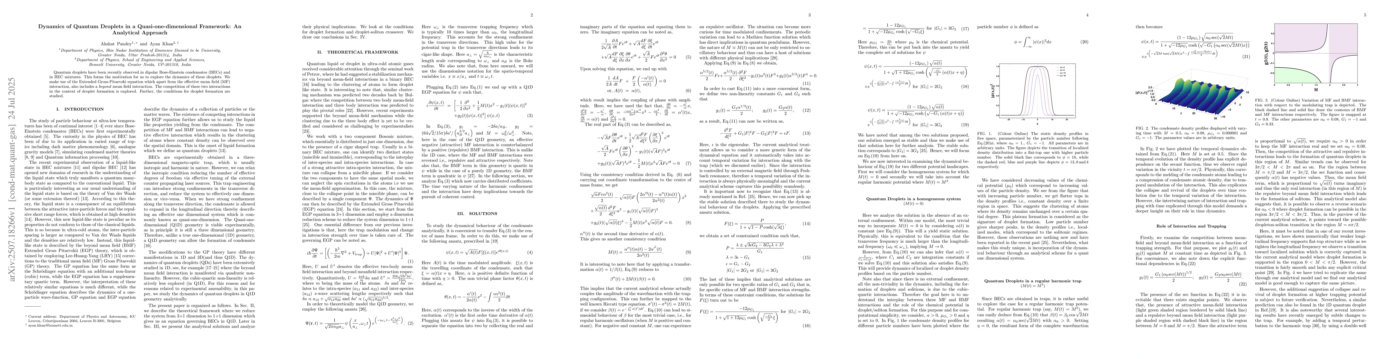 Thumbnail for Dynamics of Quantum Droplets in a Quasi-one-dimensional Framework: An
  Analytical Approach