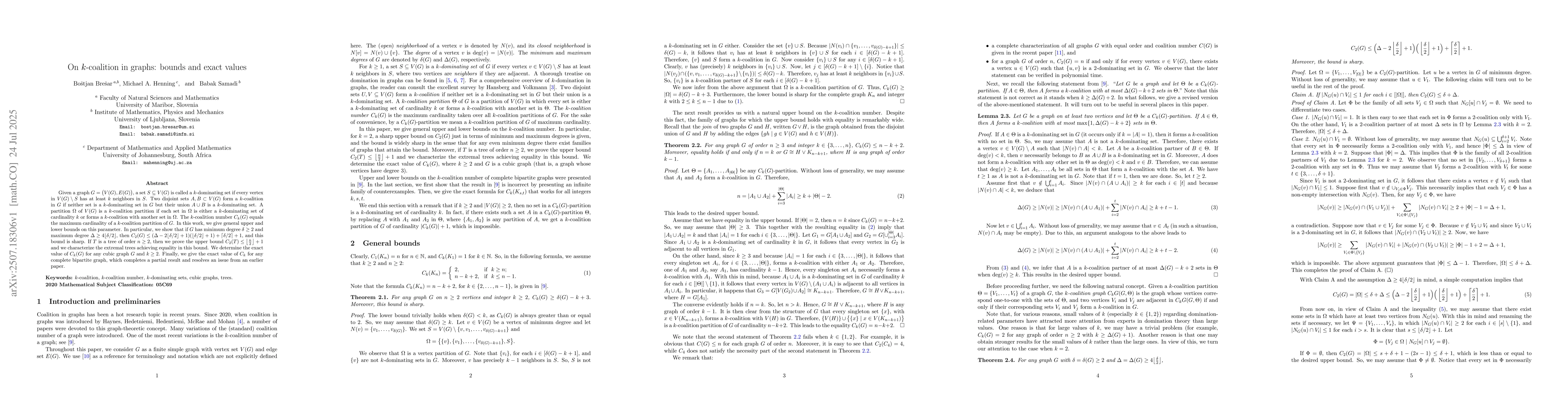 Thumbnail for On $k$-coalition in graphs: bounds and exact values