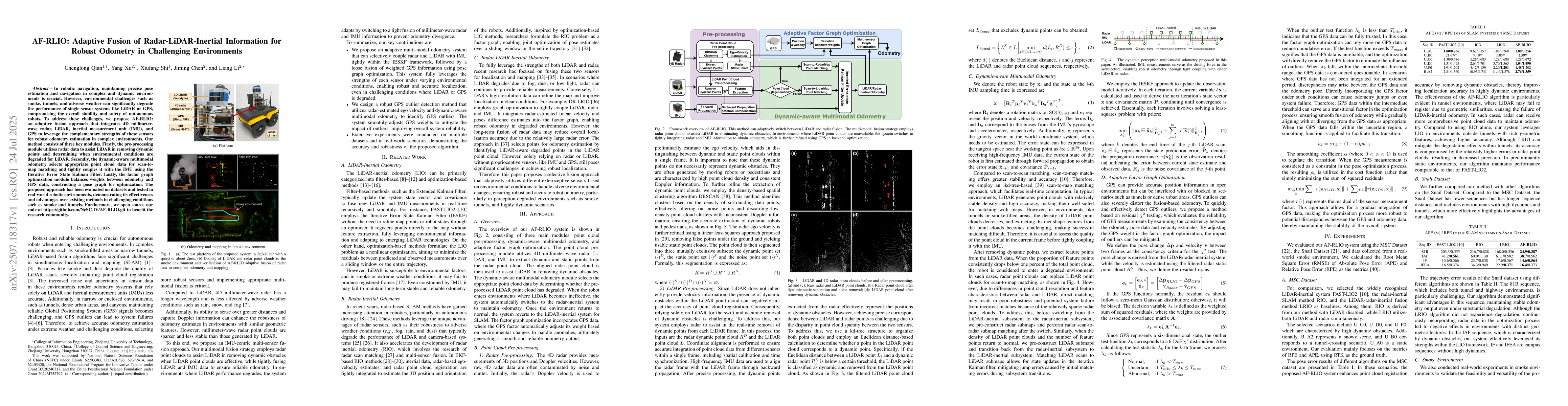 Thumbnail for AF-RLIO: Adaptive Fusion of Radar-LiDAR-Inertial Information for Robust
  Odometry in Challenging Environments