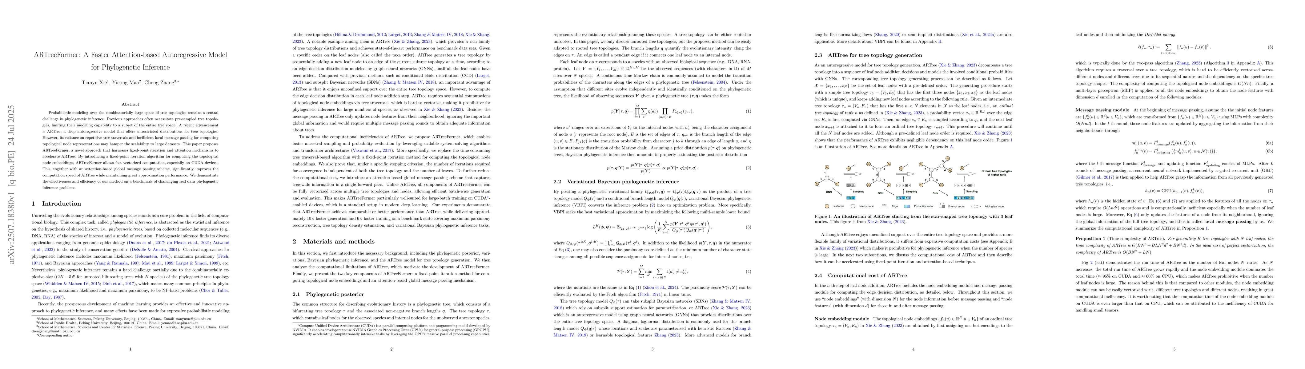 Thumbnail for ARTreeFormer: A Faster Attention-based Autoregressive Model for
  Phylogenetic Inference
