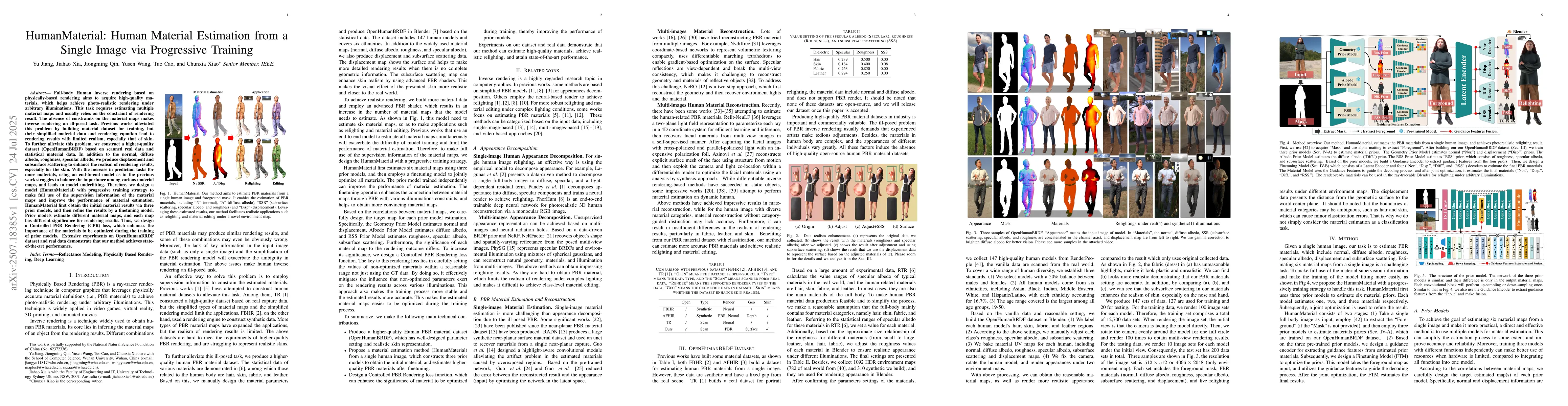 Thumbnail for HumanMaterial: Human Material Estimation from a Single Image via
  Progressive Training