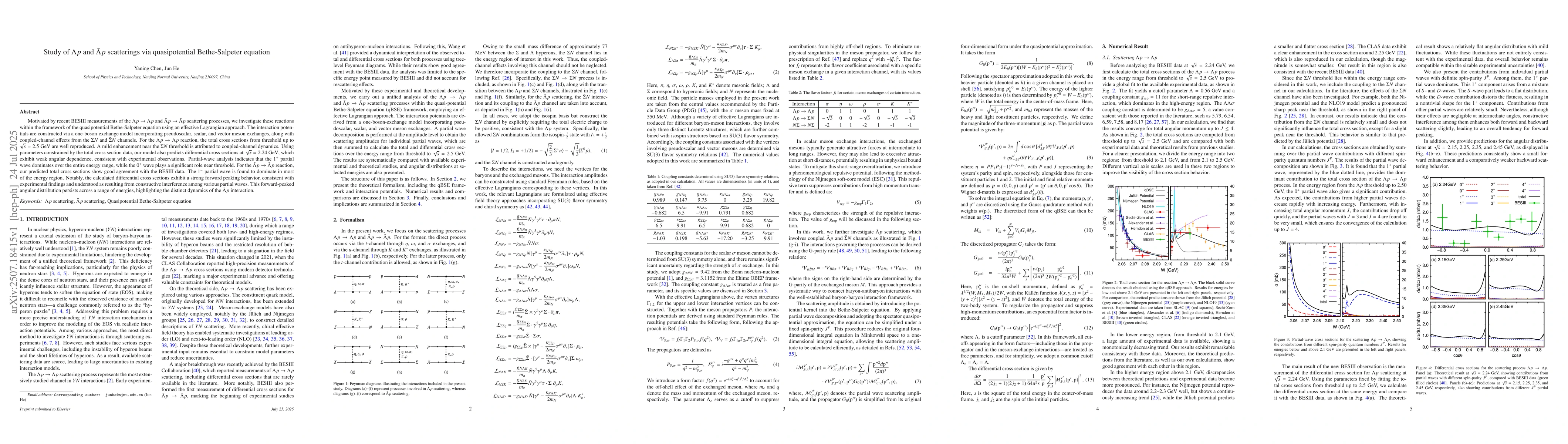 Thumbnail for Study of $Λp$ and $\barΛ p$ scatterings via
  quasipotential Bethe-Salpeter equation