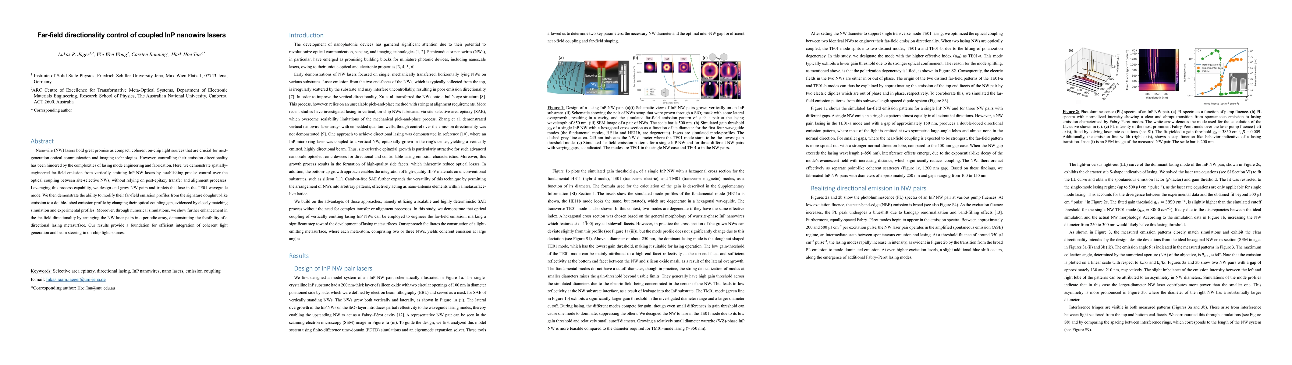 Thumbnail for Far-field directionality control of coupled InP nanowire lasers