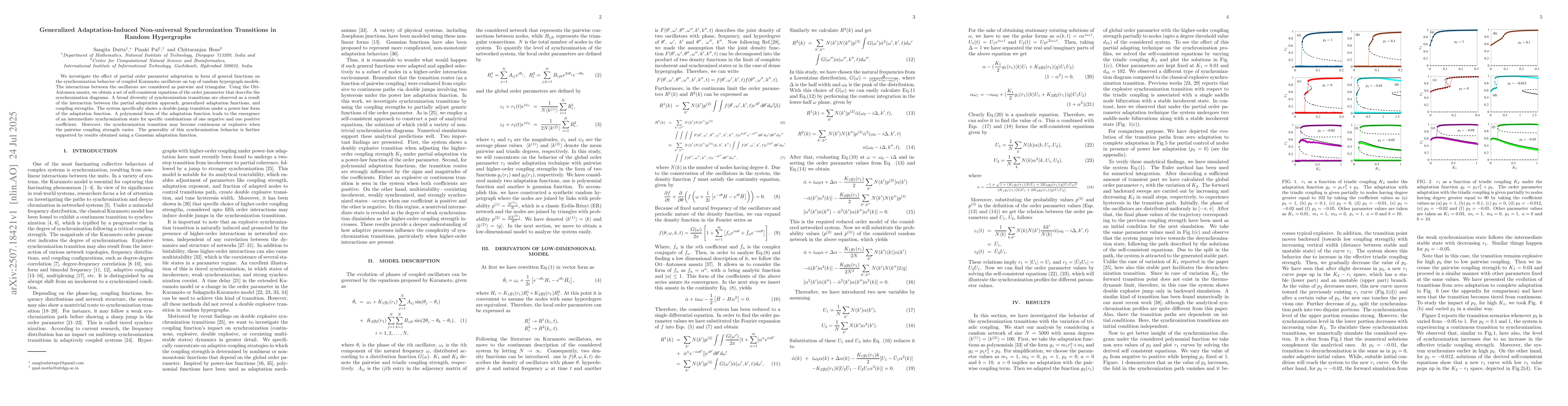 Thumbnail for Generalized Adaptation-Induced Non-universal Synchronization Transitions
  in Random Hypergraphs
