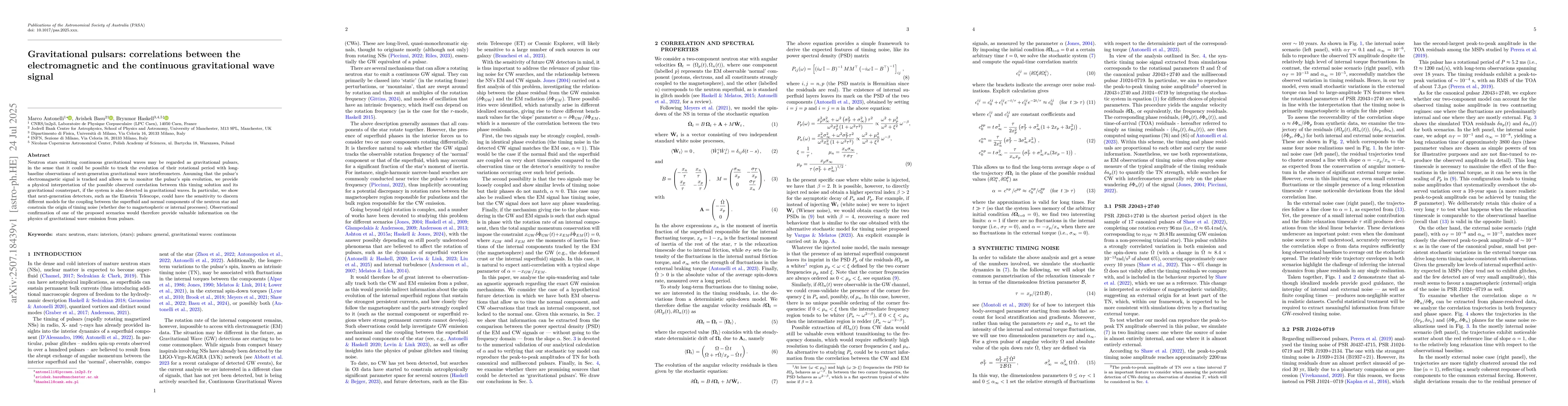 Thumbnail for Gravitational pulsars: correlations between the electromagnetic and the
  continuous gravitational wave signal