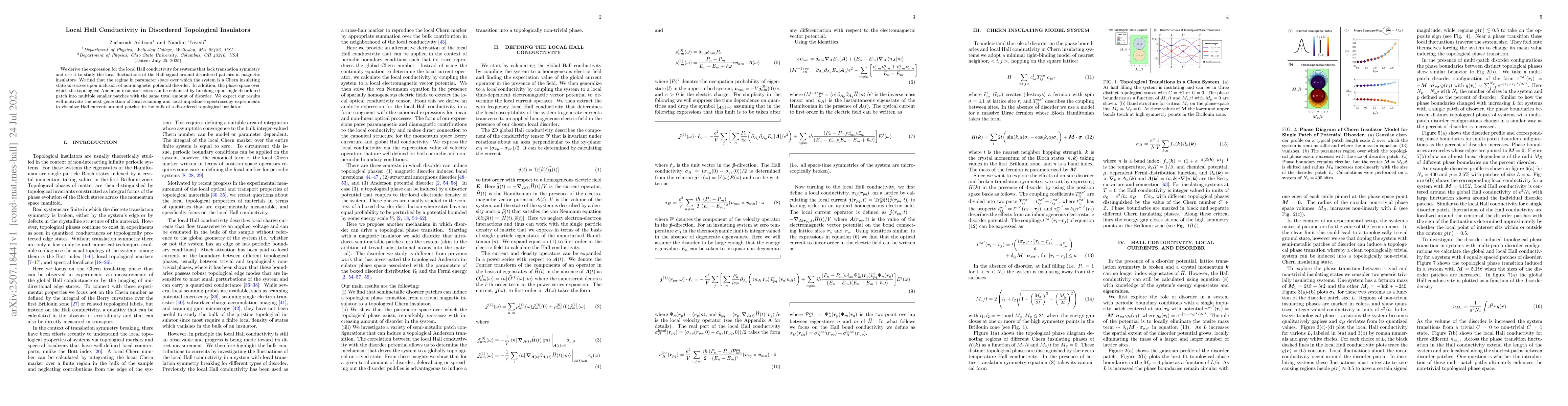 Thumbnail for Local Hall Conductivity in Disordered Topological Insulators
