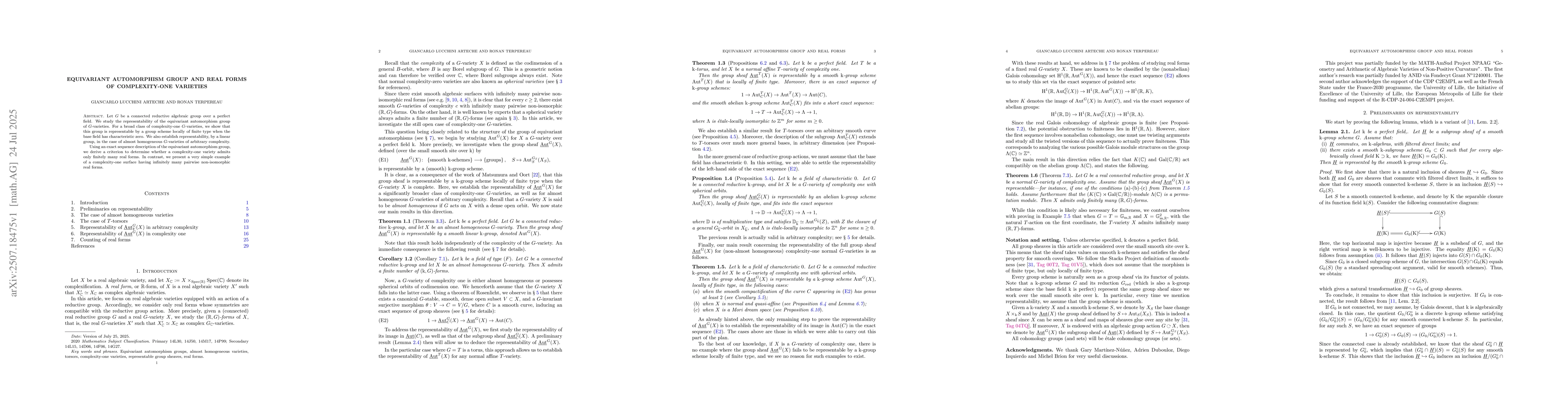Thumbnail for Equivariant automorphism group and real forms of complexity-one
  varieties