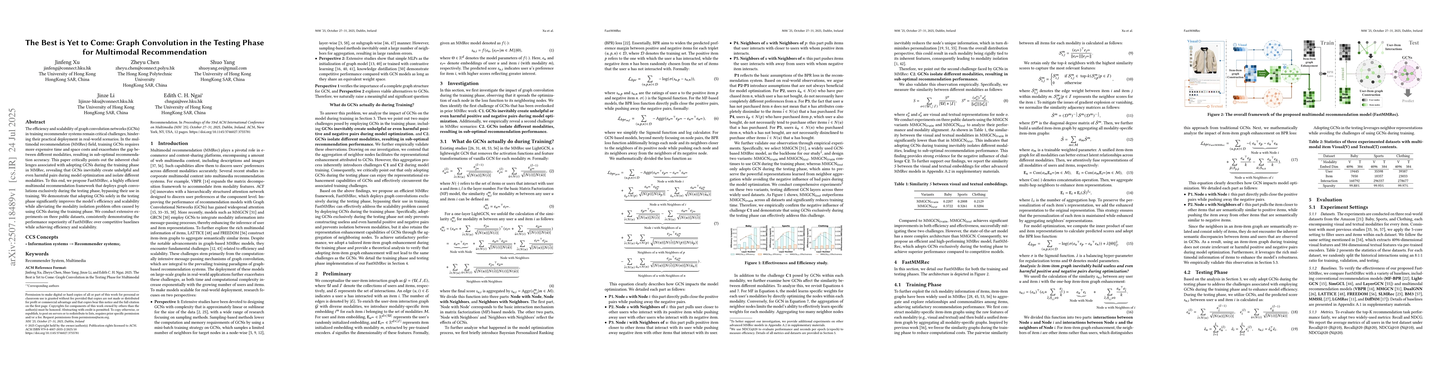Thumbnail for The Best is Yet to Come: Graph Convolution in the Testing Phase for
  Multimodal Recommendation