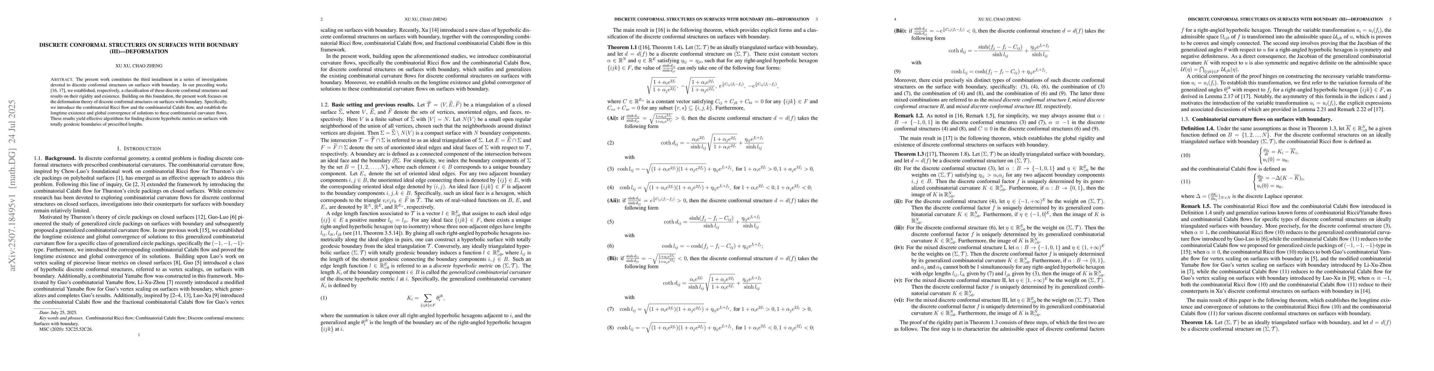 Thumbnail for Discrete conformal structures on surfaces with boundary (III) --
  Deformation