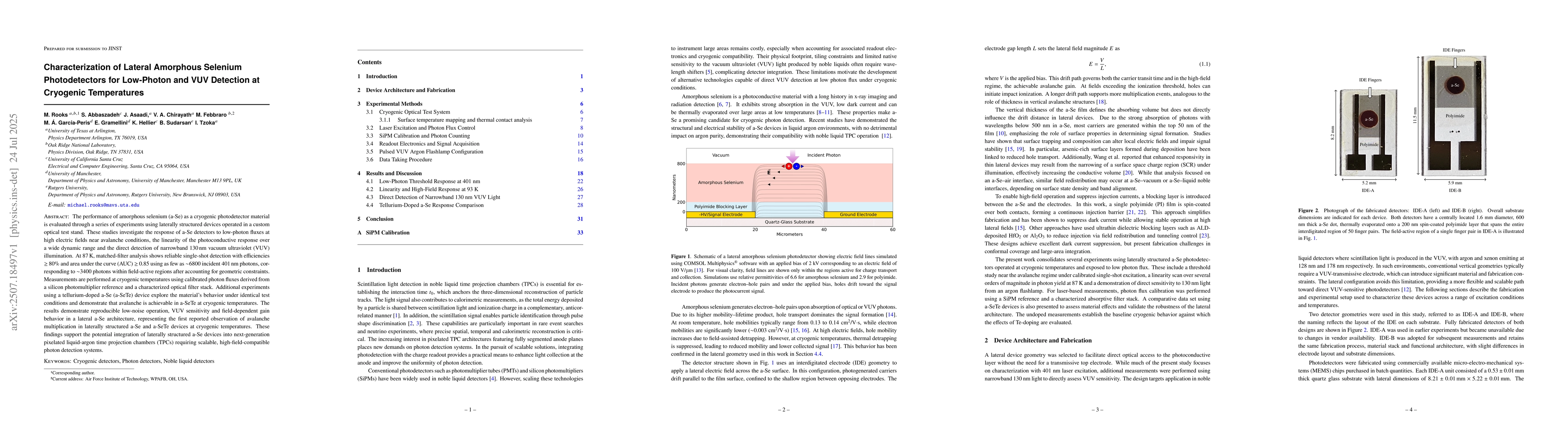 Thumbnail for Characterization of Lateral Amorphous Selenium Photodetectors for
  Low-Photon and VUV Detection at Cryogenic Temperatures