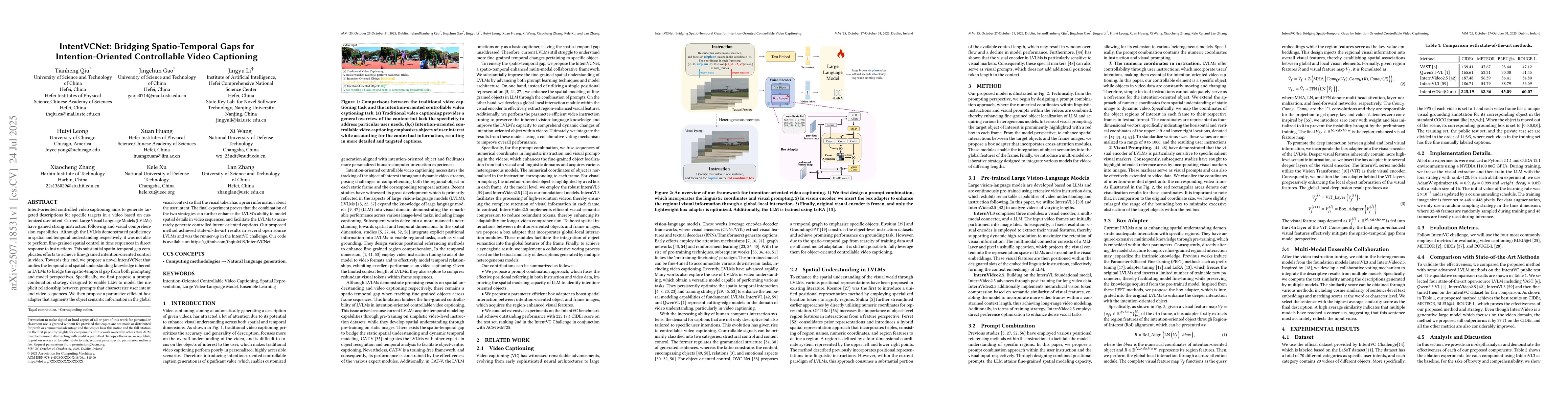 Thumbnail for IntentVCNet: Bridging Spatio-Temporal Gaps for Intention-Oriented
  Controllable Video Captioning