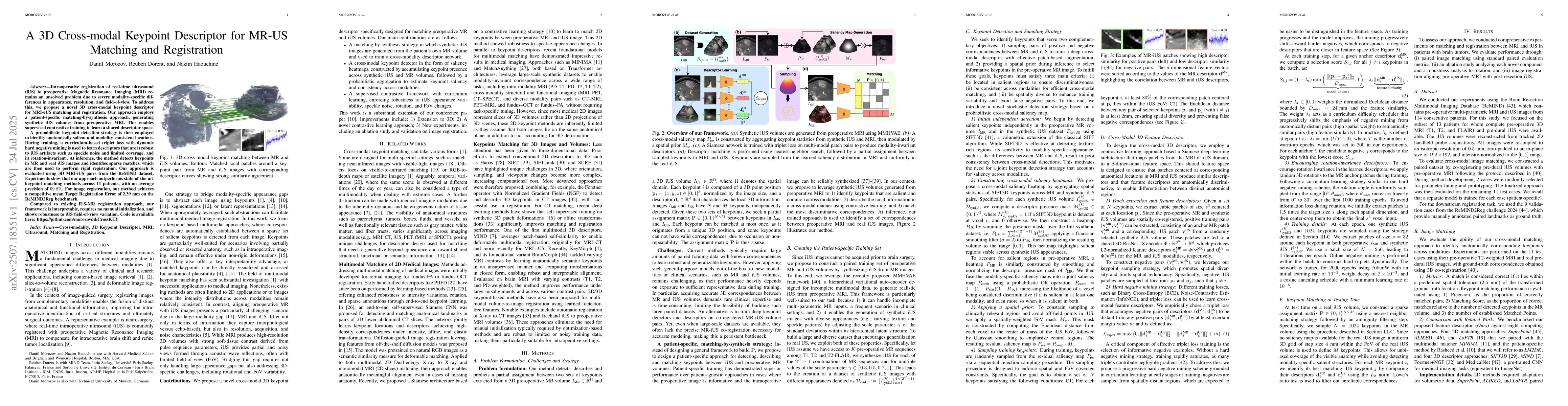 Thumbnail for A 3D Cross-modal Keypoint Descriptor for MR-US Matching and Registration