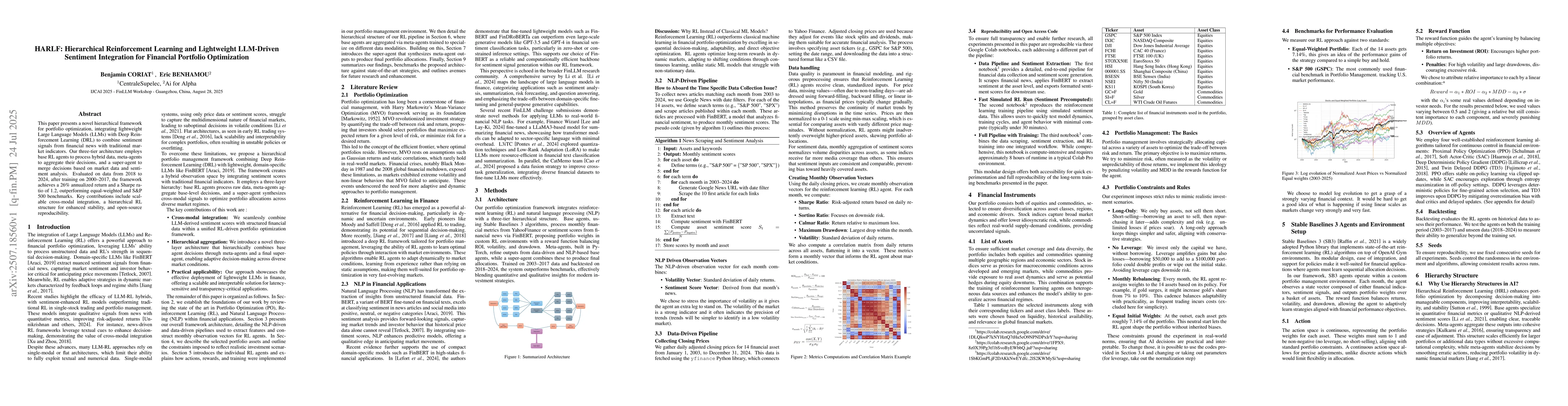 Thumbnail for HARLF: Hierarchical Reinforcement Learning and Lightweight LLM-Driven
  Sentiment Integration for Financial Portfolio Optimization