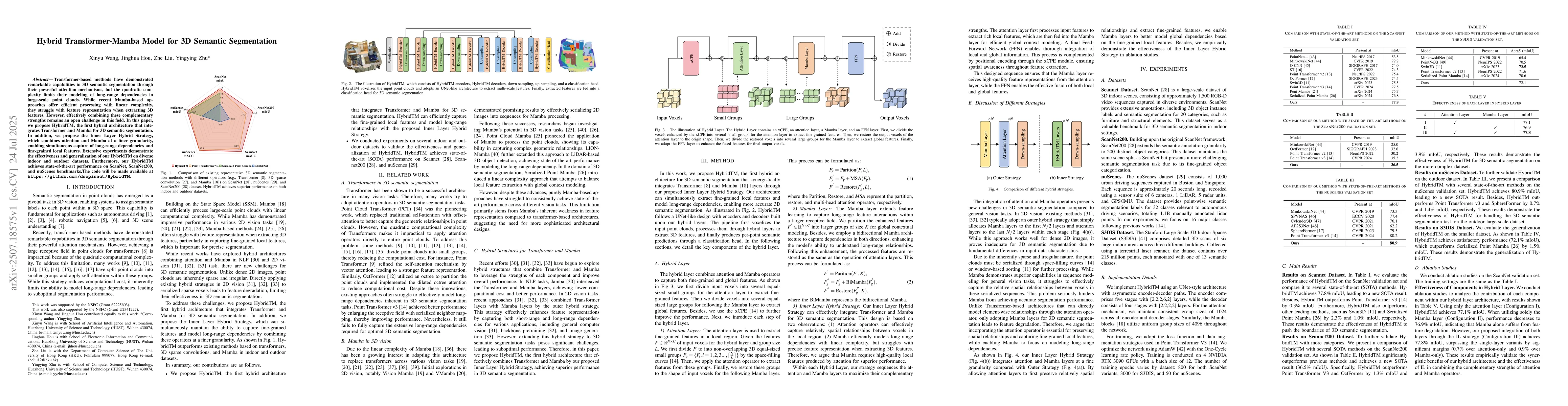 Thumbnail for HybridTM: Combining Transformer and Mamba for 3D Semantic Segmentation