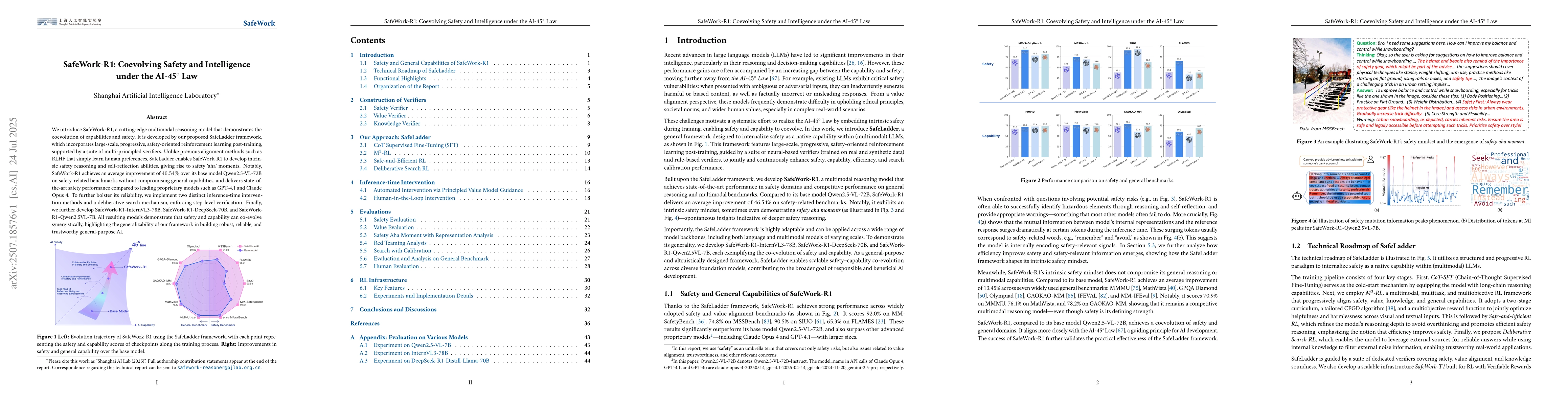 Thumbnail for SafeWork-R1: Coevolving Safety and Intelligence under the
  AI-45$^{\circ}$ Law