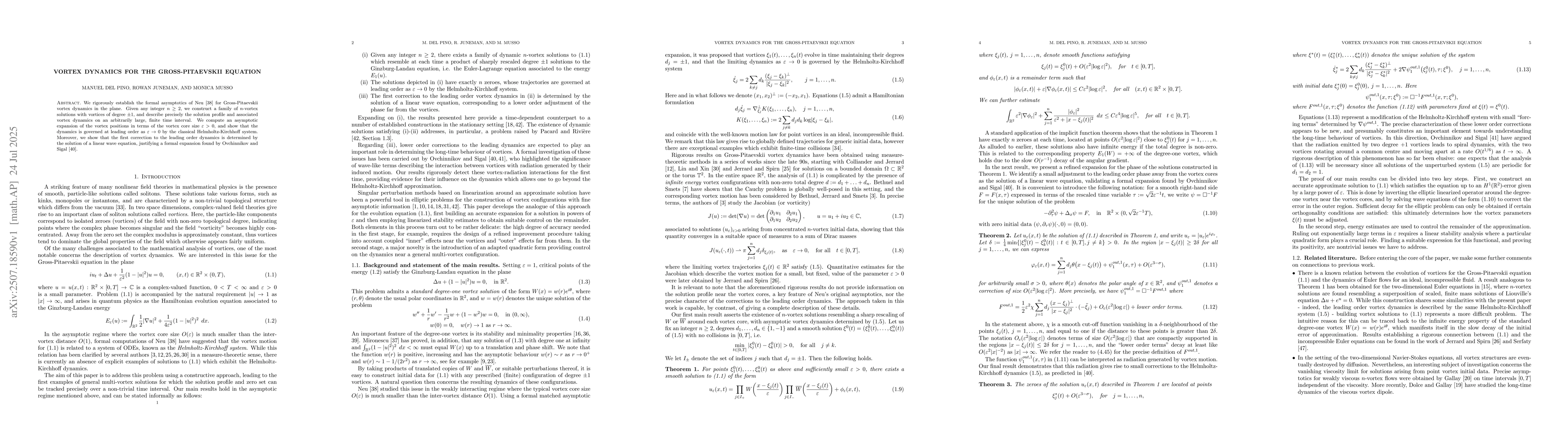 Thumbnail for Vortex dynamics for the Gross-Pitaevskii equation