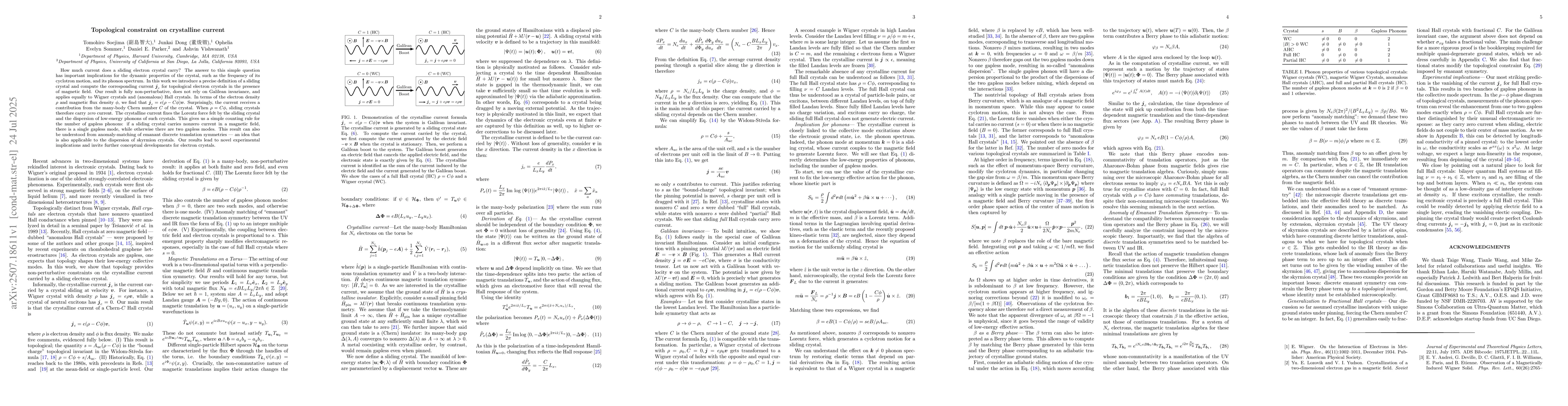Thumbnail for Topological constraint on crystalline current