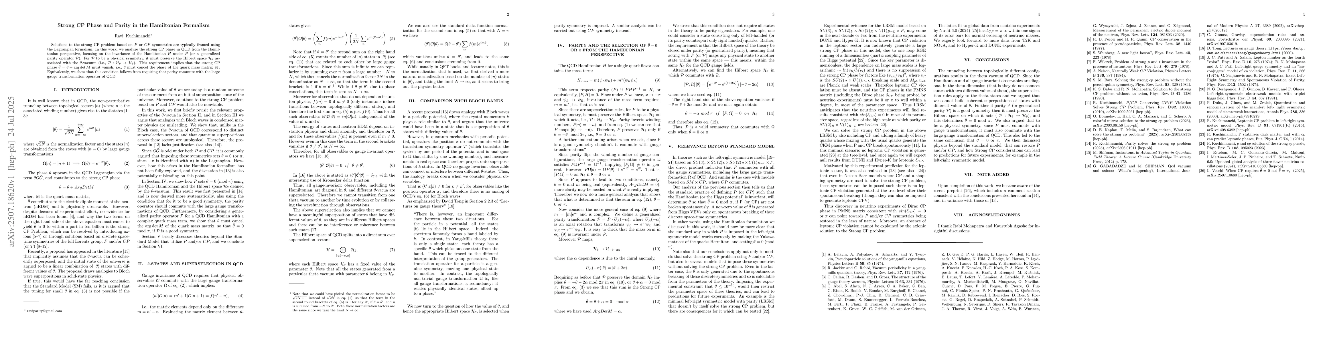 Thumbnail for Strong CP Phase and Parity in the Hamiltonian Formalism