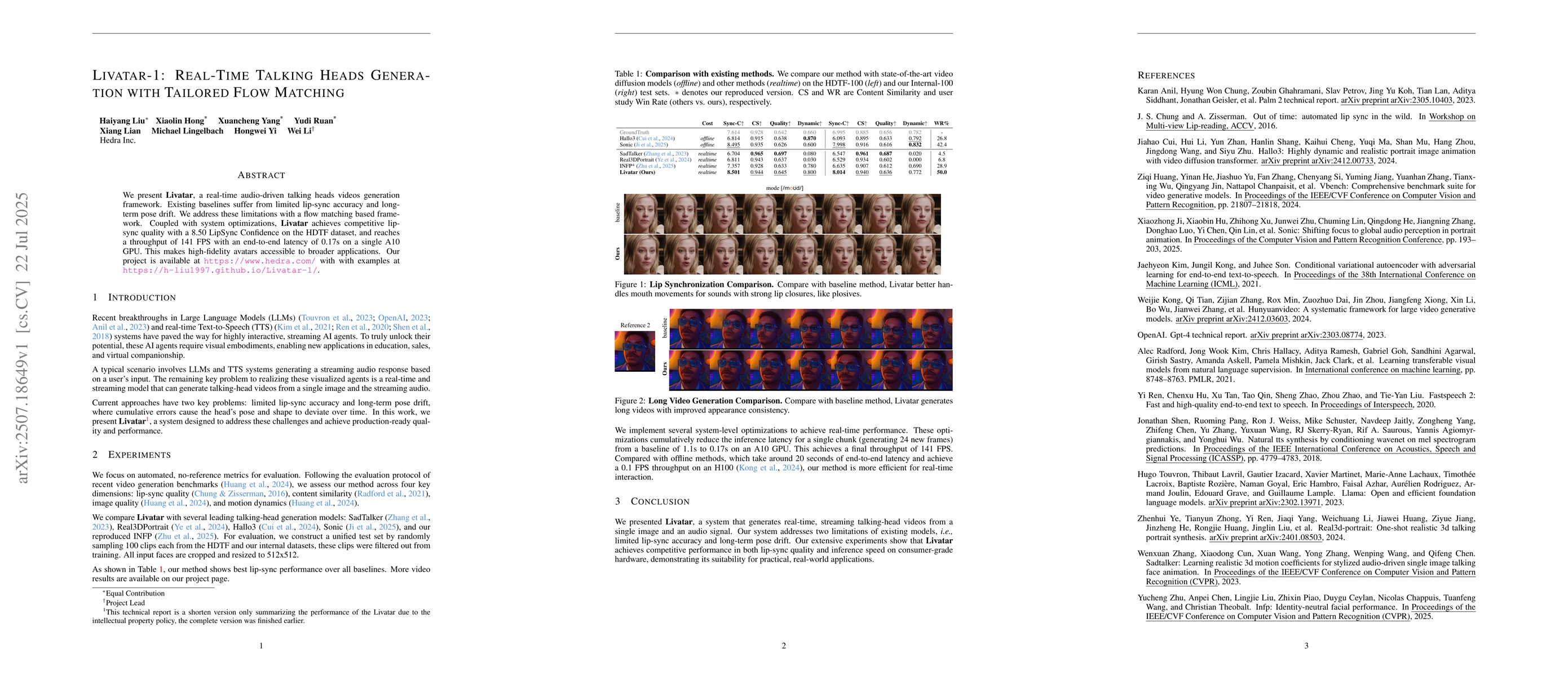 Thumbnail for Livatar-1: Real-Time Talking Heads Generation with Tailored Flow
  Matching