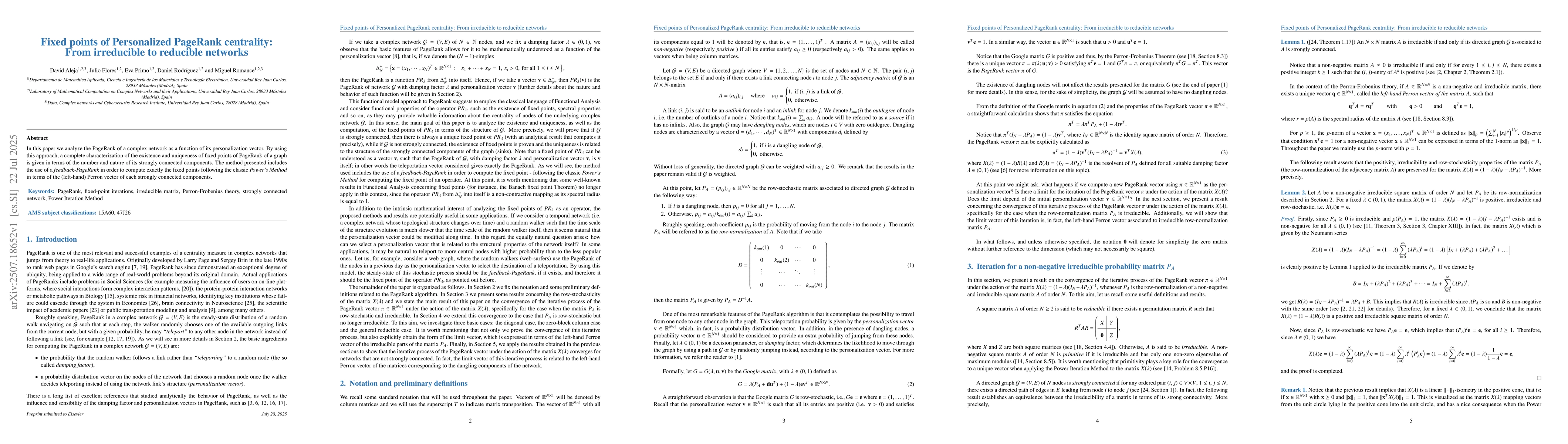 Thumbnail for Fixed points of Personalized PageRank centrality: From irreducible to
  reducible networks
