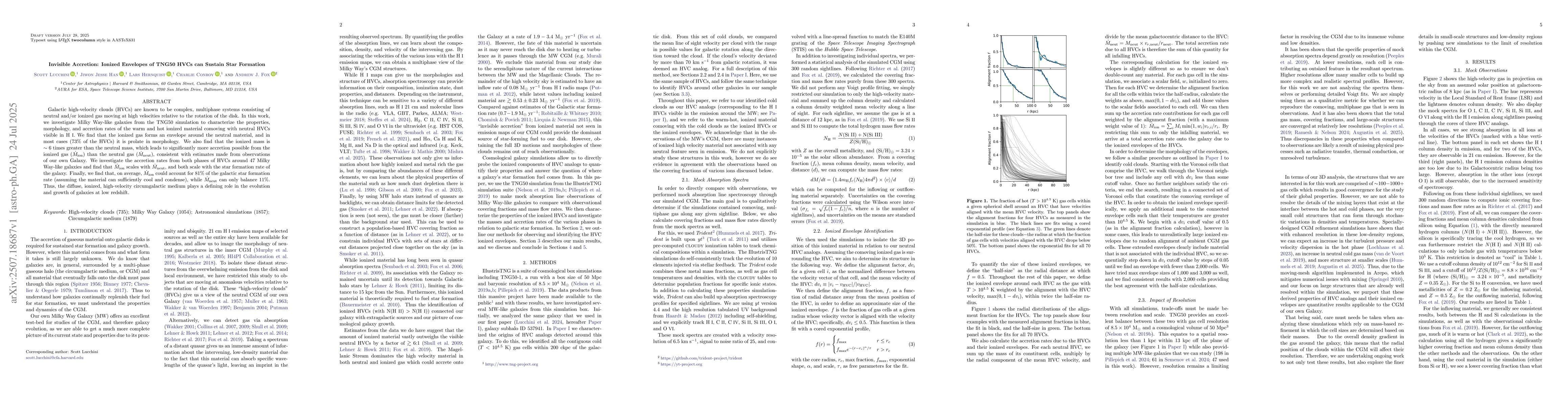 Thumbnail for Invisible Accretion: Ionized Envelopes of TNG50 HVCs can Sustain Star
  Formation