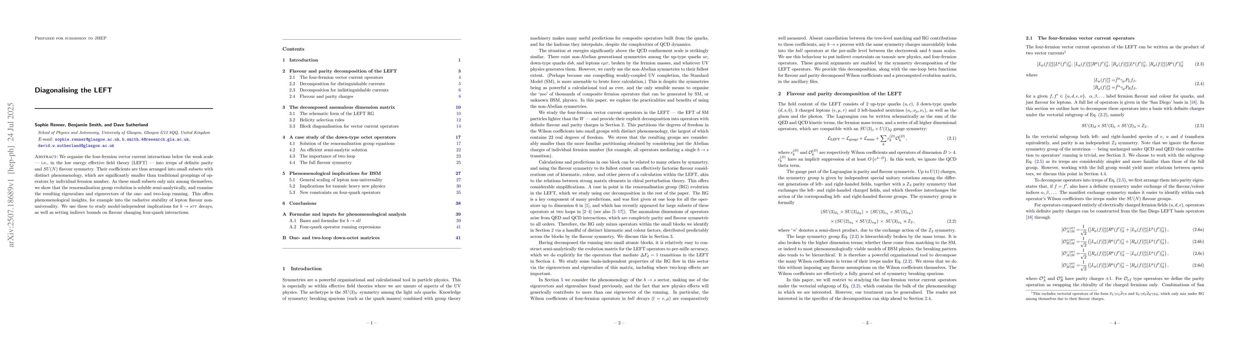 Thumbnail for Diagonalising the LEFT