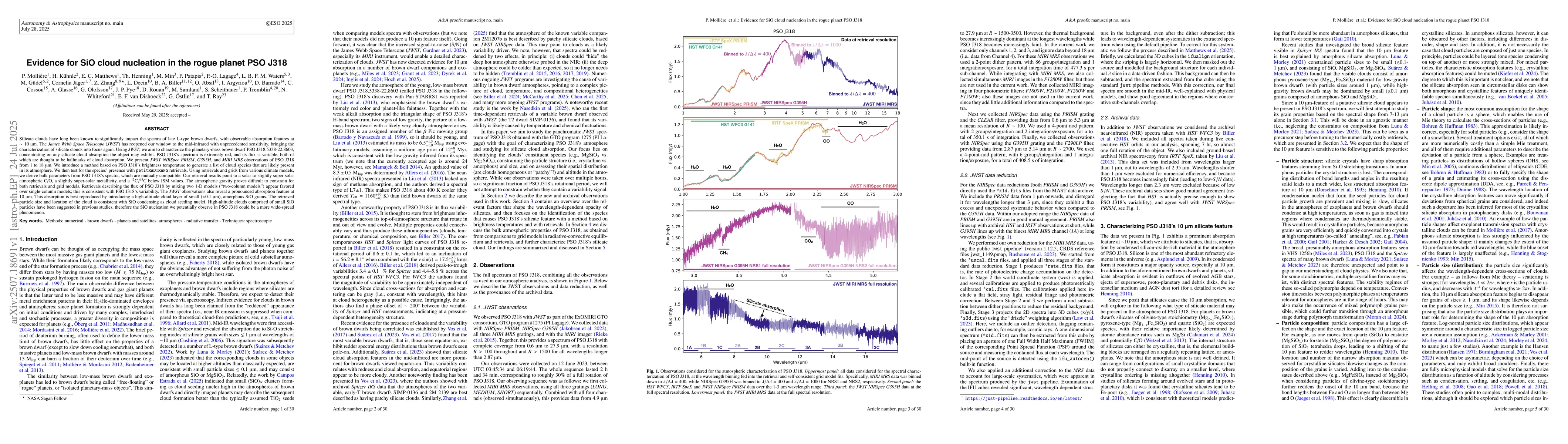 Thumbnail for Evidence for SiO cloud nucleation in the rogue planet PSO J318