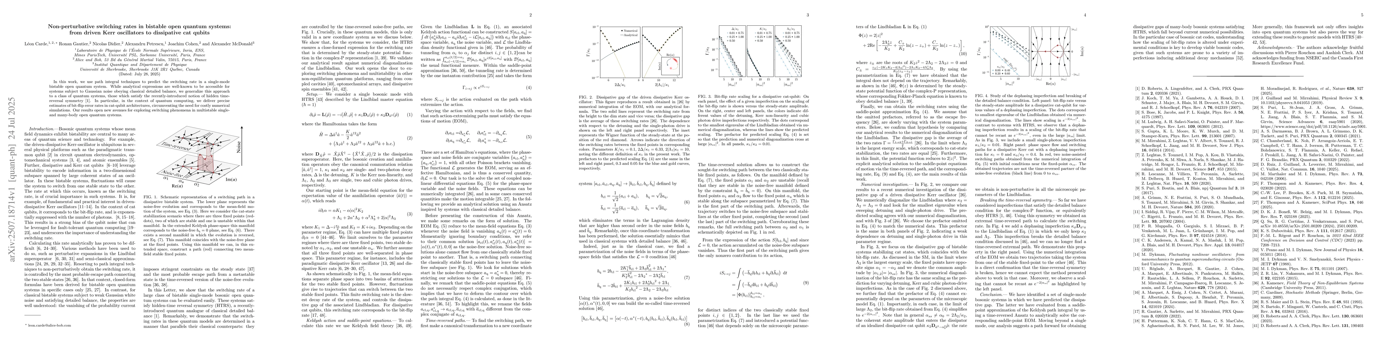 Thumbnail for Non-perturbative switching rates in bistable open quantum systems: from
  driven Kerr oscillators to dissipative cat qubits