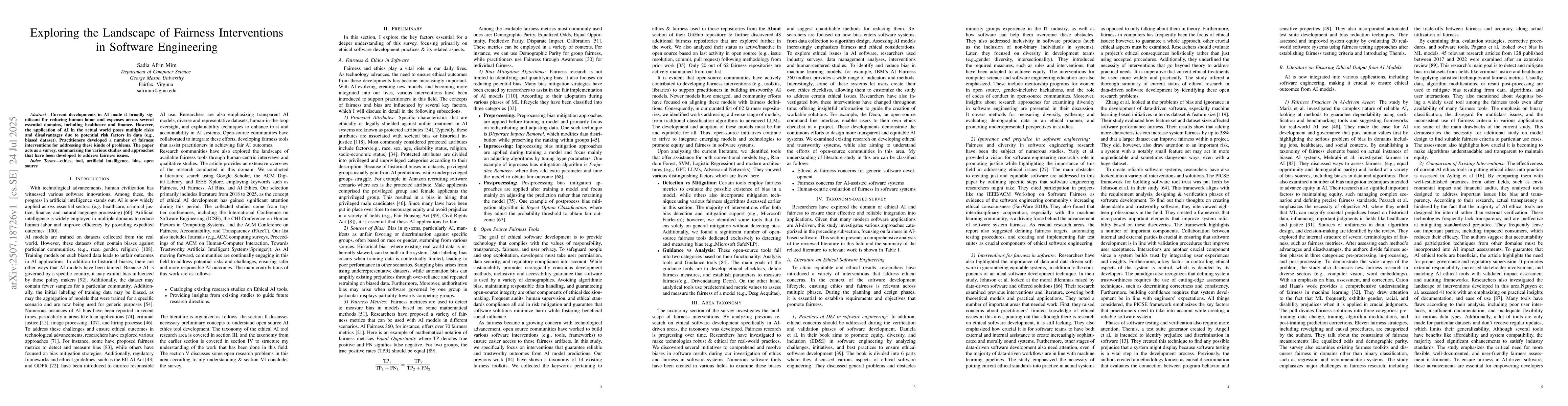 Thumbnail for Exploring the Landscape of Fairness Interventions in Software
  Engineering