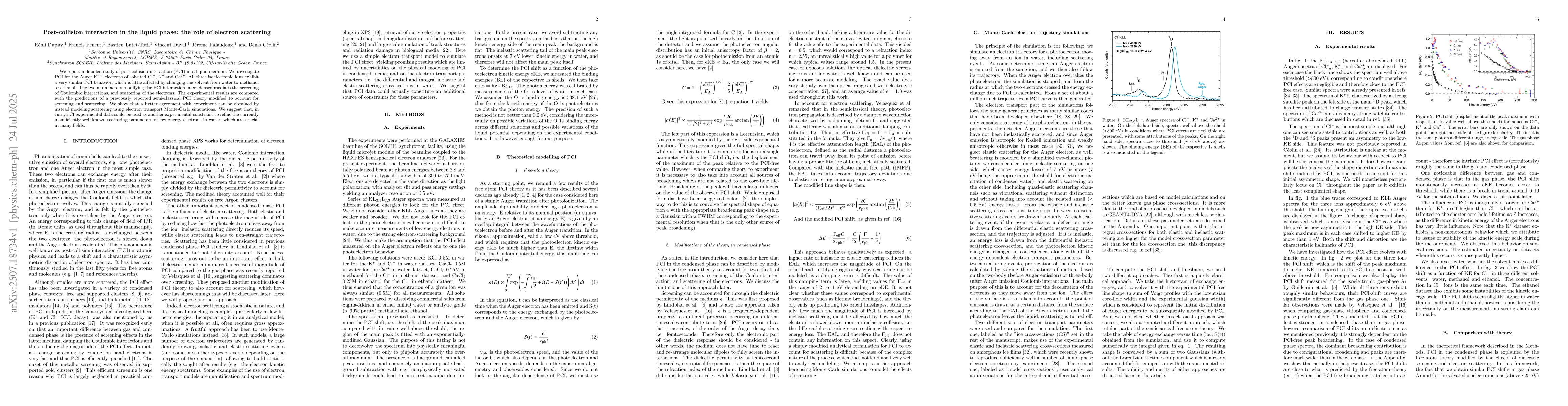 Thumbnail for Post-collision interaction in the liquid phase: the role of electron
  scattering