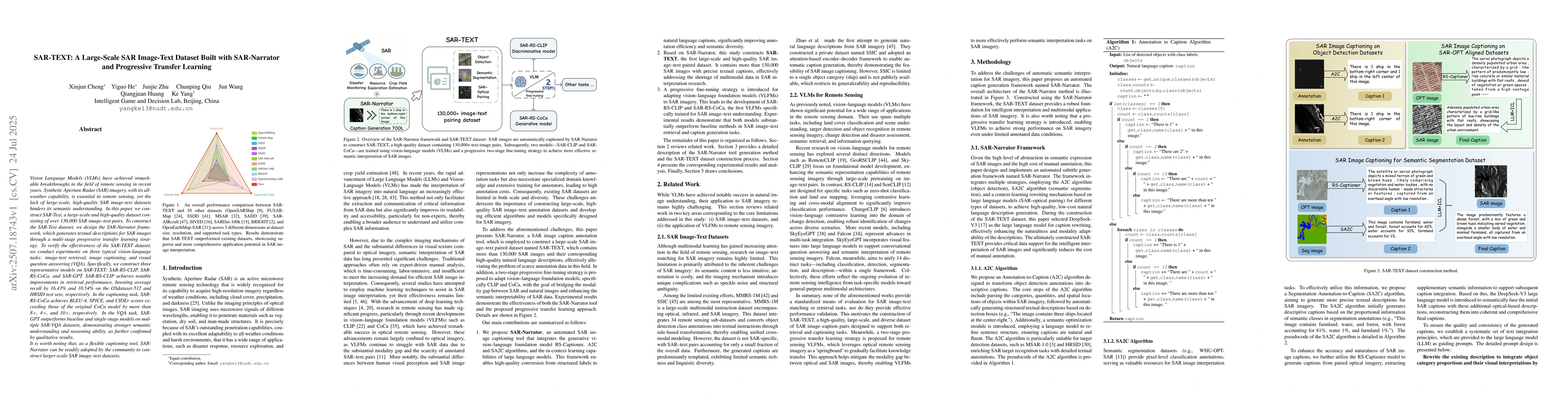 Thumbnail for SAR-TEXT: A Large-Scale SAR Image-Text Dataset Built with SAR-Narrator
  and Progressive Transfer Learning