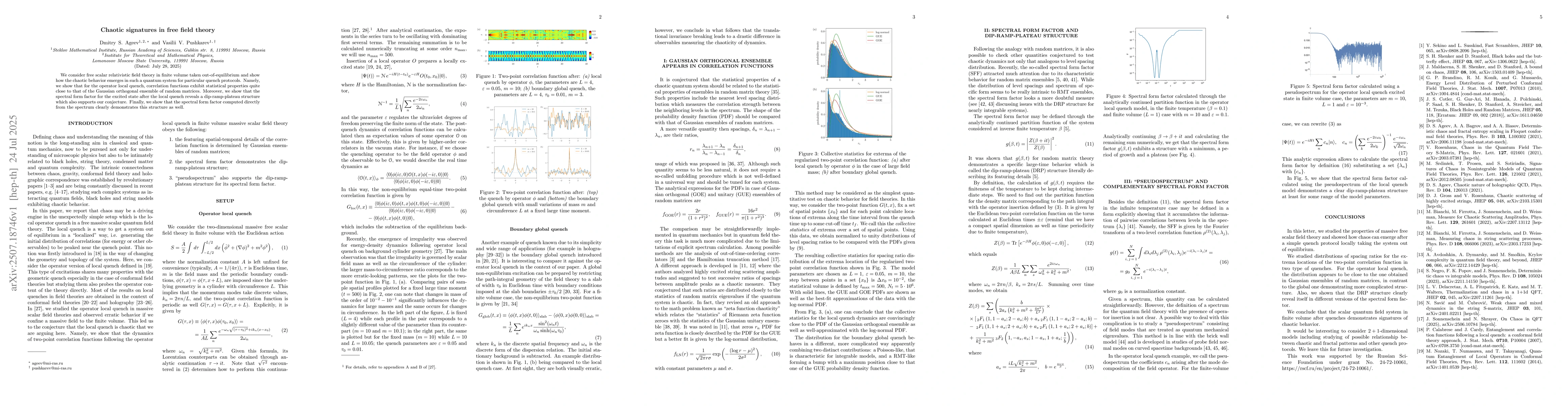 Thumbnail for Chaotic signatures in free field theory