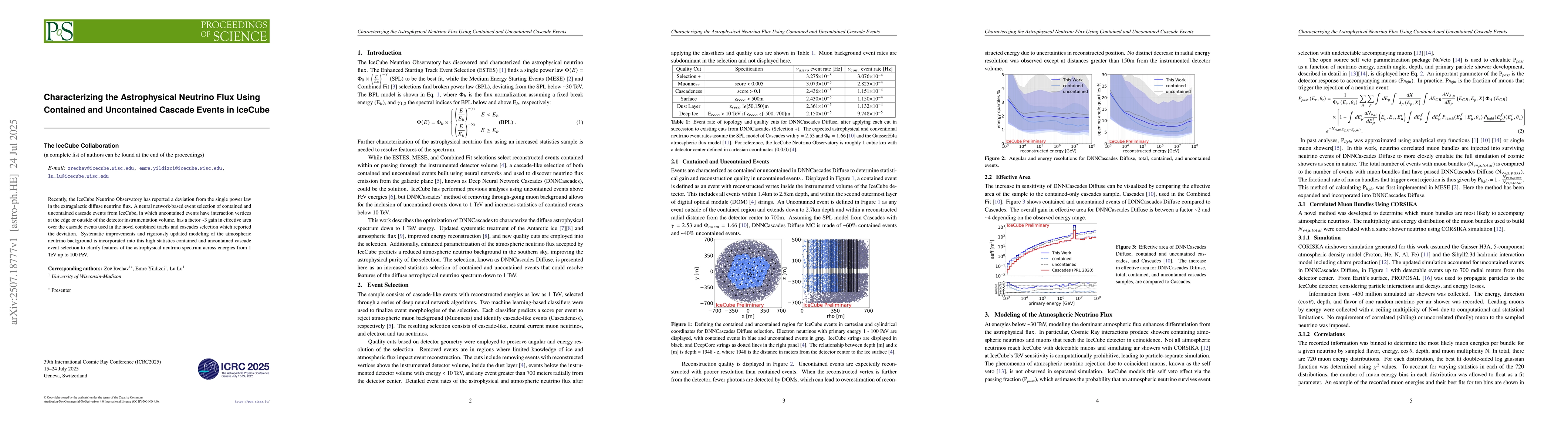 Thumbnail for Characterizing the Astrophysical Neutrino Flux Using Contained and
  Uncontained Cascade Events