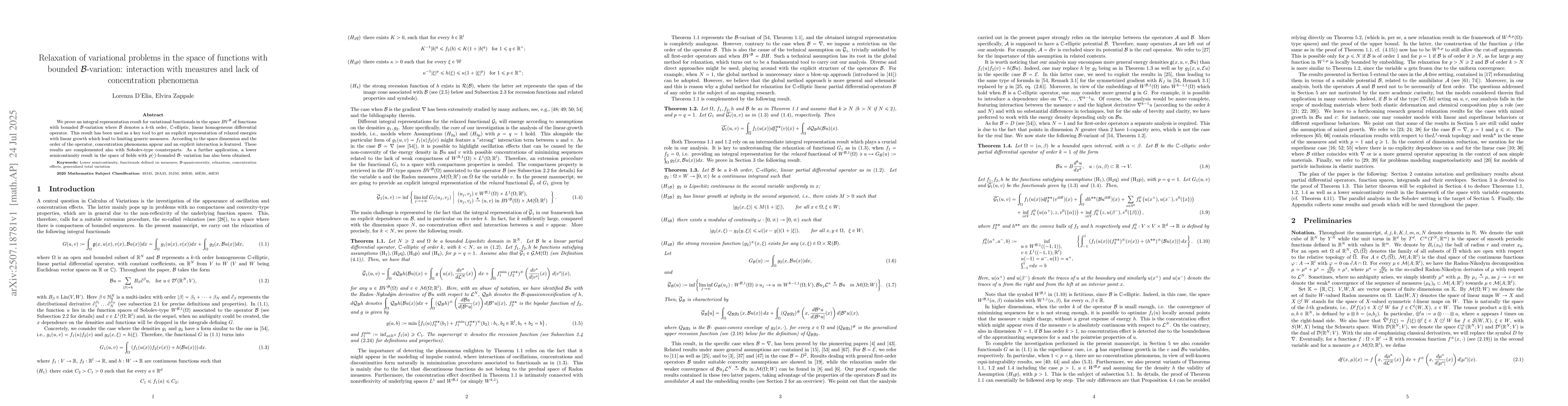 Thumbnail for Relaxation of variational problems in the space of functions with
  bounded $\mathcal{B}$-variation: interaction with measures and lack of
  concentration phenomena