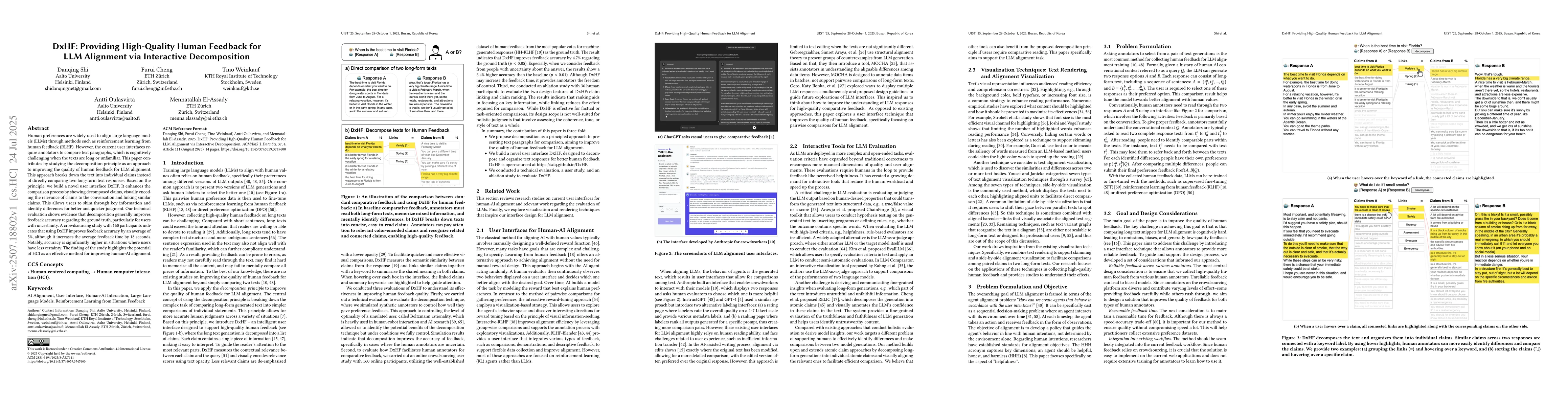 Thumbnail for DxHF: Providing High-Quality Human Feedback for LLM Alignment via
  Interactive Decomposition