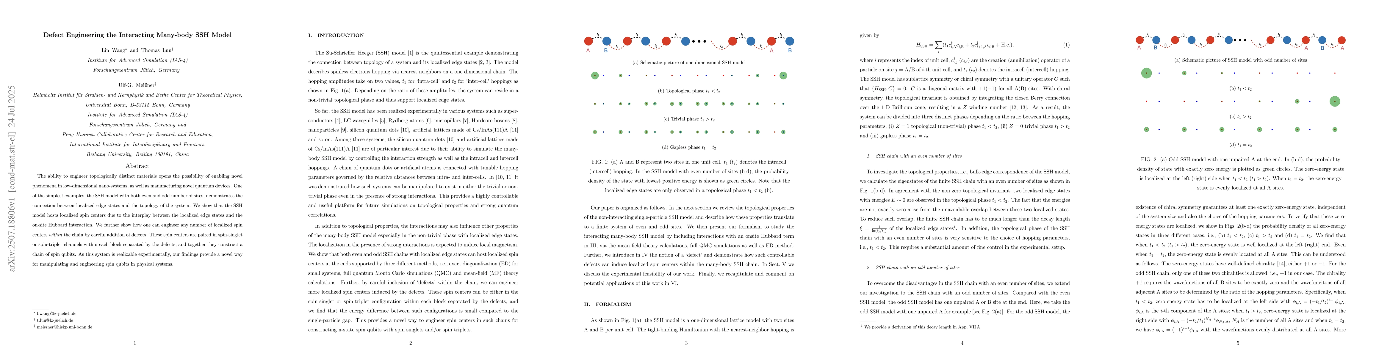 Thumbnail for Defect Engineering the Interacting Many-body SSH Model