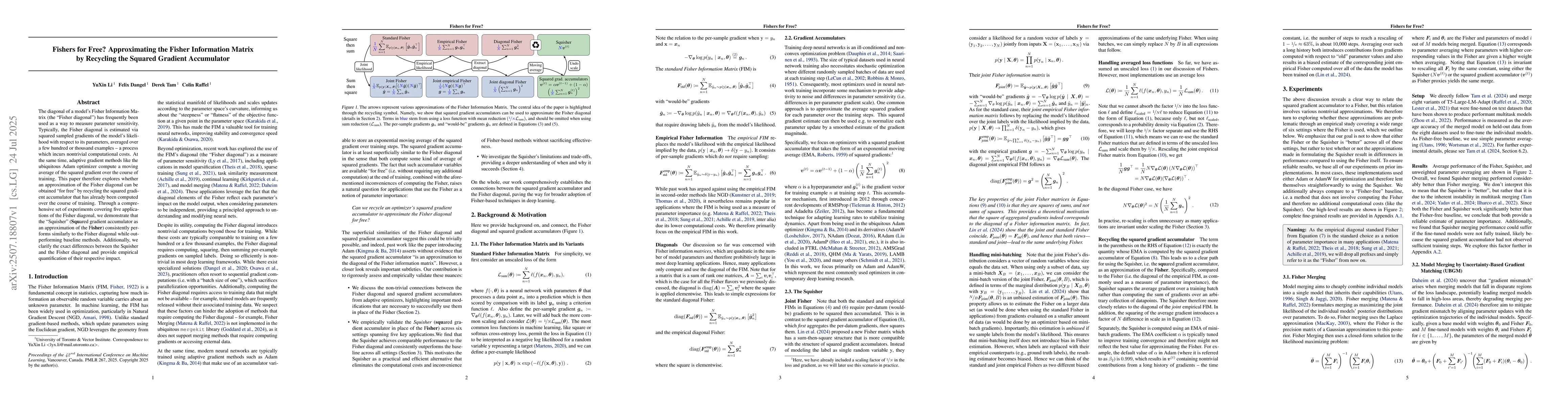 Thumbnail for Fishers for Free? Approximating the Fisher Information Matrix by
  Recycling the Squared Gradient Accumulator
