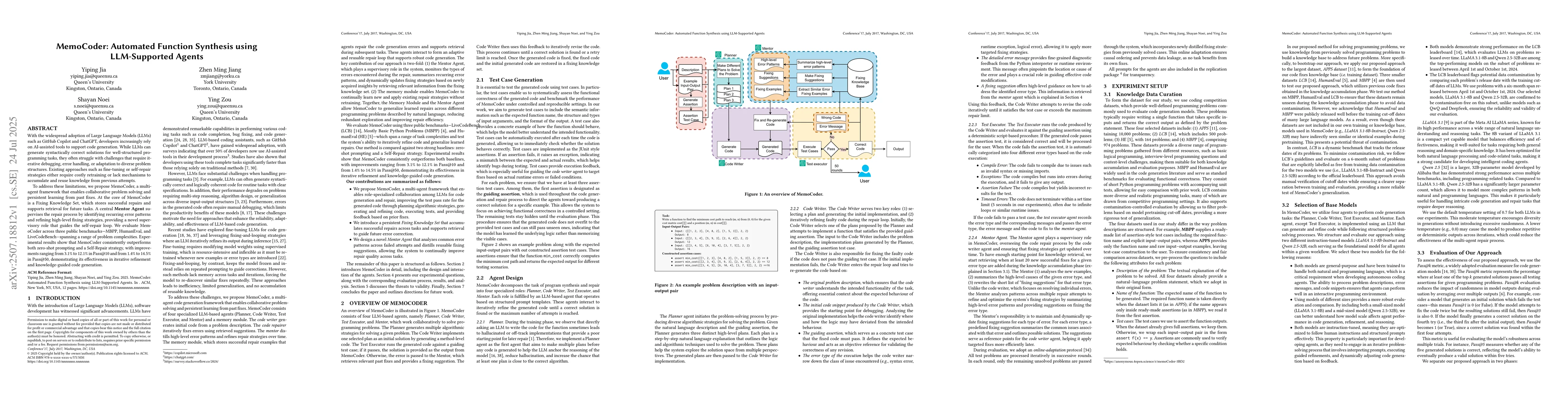 Thumbnail for MemoCoder: Automated Function Synthesis using LLM-Supported Agents