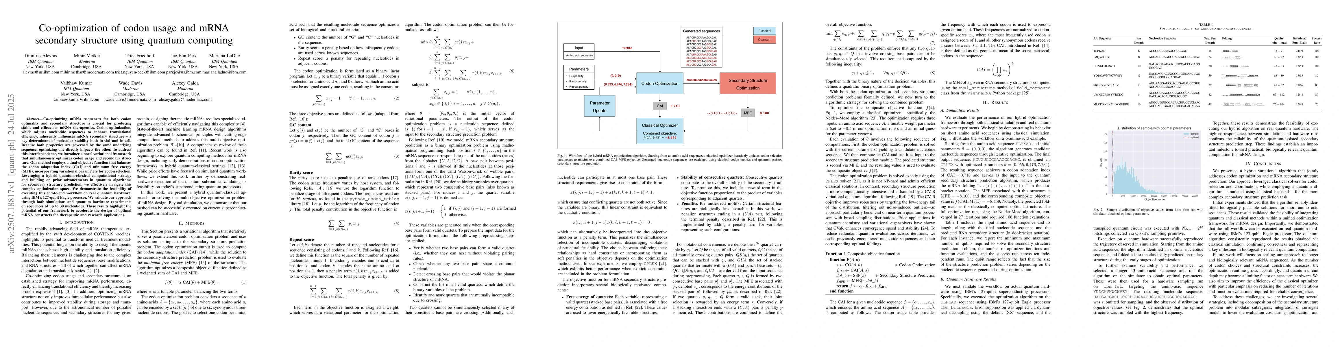 Thumbnail for Co-optimization of codon usage and mRNA secondary structure using
  quantum computing