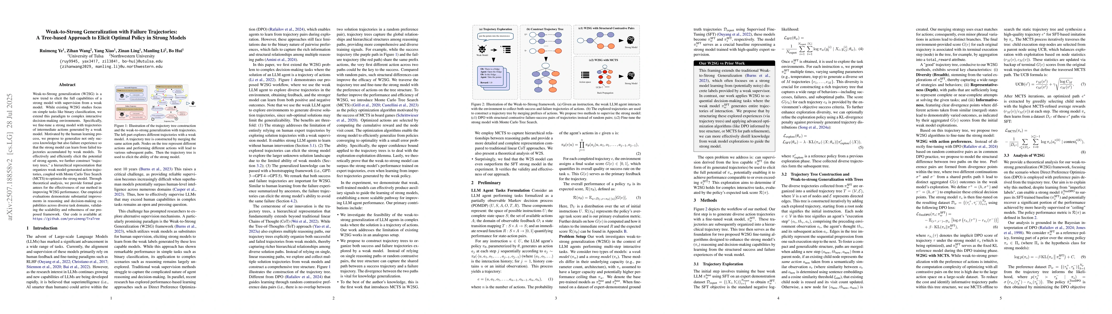 Thumbnail for Weak-to-Strong Generalization with Failure Trajectories: A Tree-based
  Approach to Elicit Optimal Policy in Strong Models