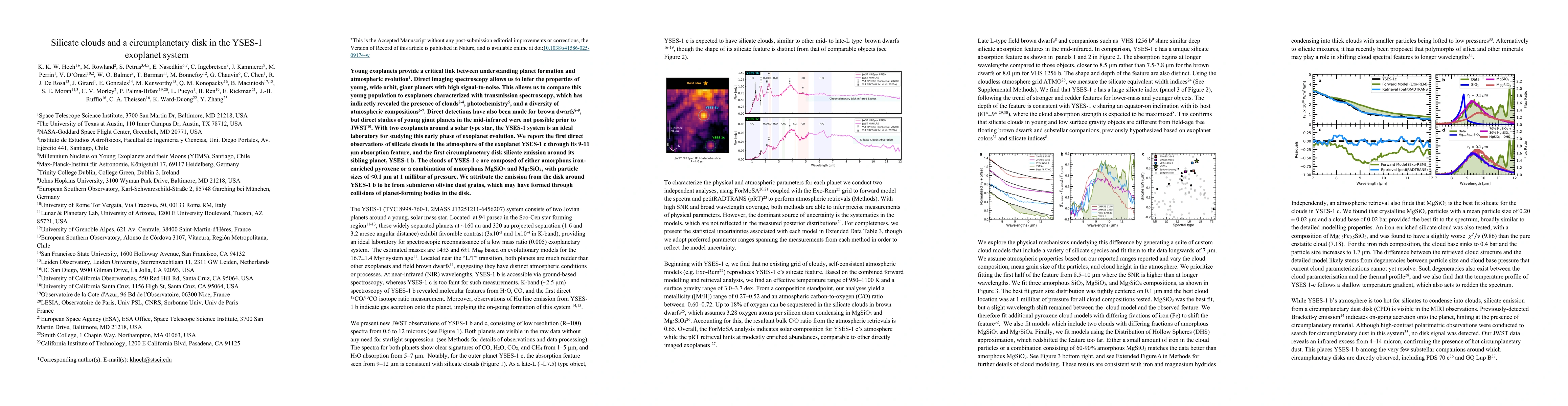 Thumbnail for Silicate clouds and a circumplanetary disk in the YSES-1 exoplanet
  system