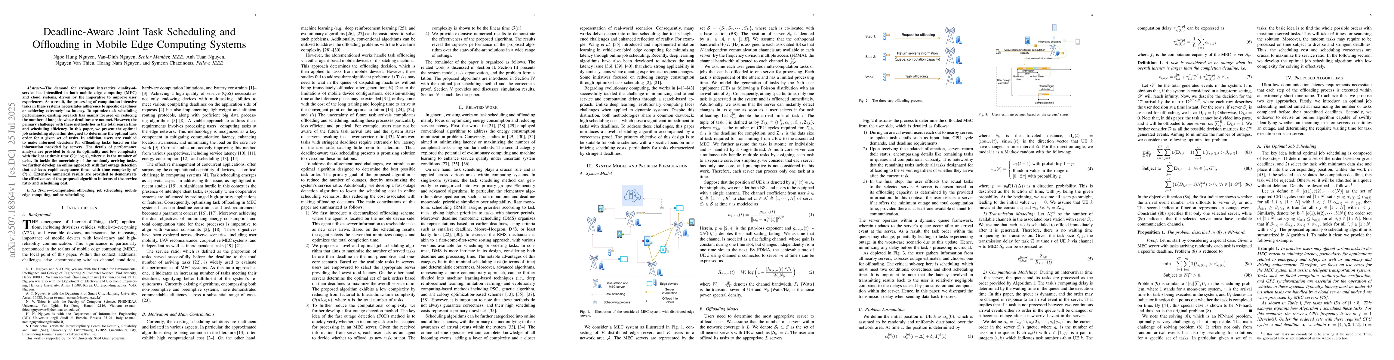 Thumbnail for Deadline-Aware Joint Task Scheduling and Offloading in Mobile Edge
  Computing Systems